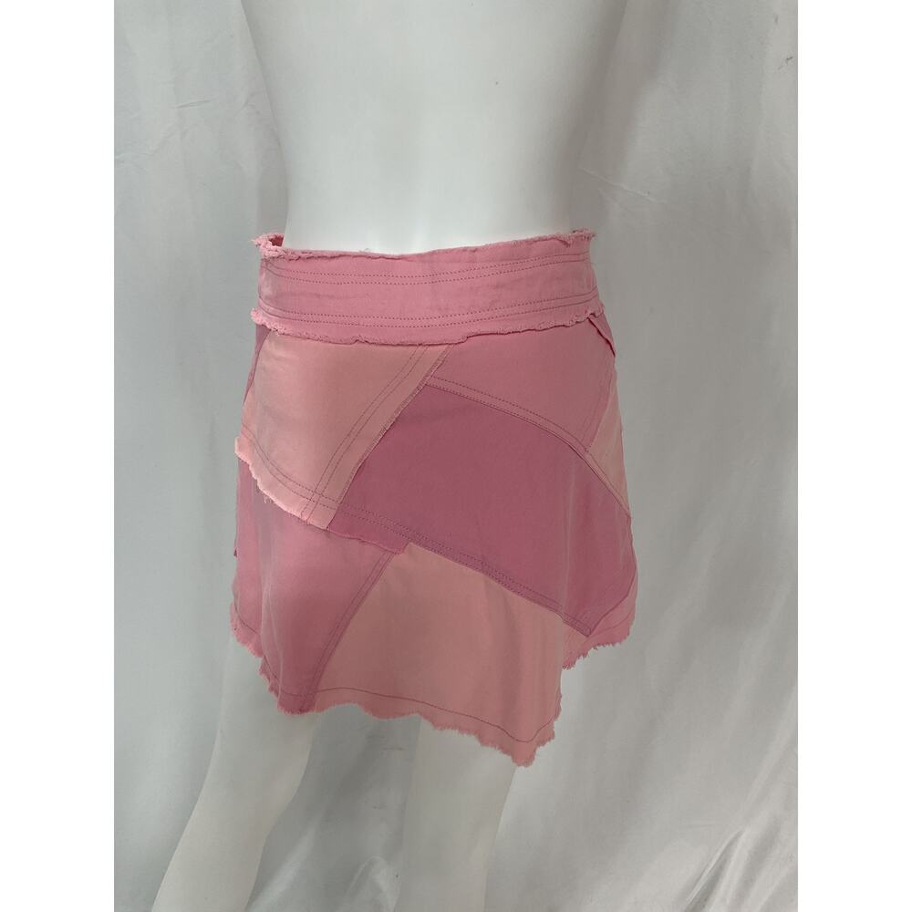 Loveshackfancy 'Cayde' Pink Patchwork Denim Skirt… - image 3